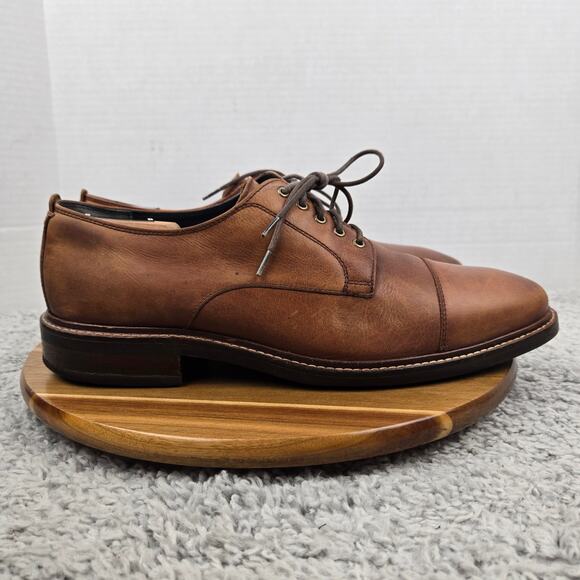 Cole Haan Mens 11.5M Grand Os Watson Brown Pebble Leather Cap Toe Derby Oxford